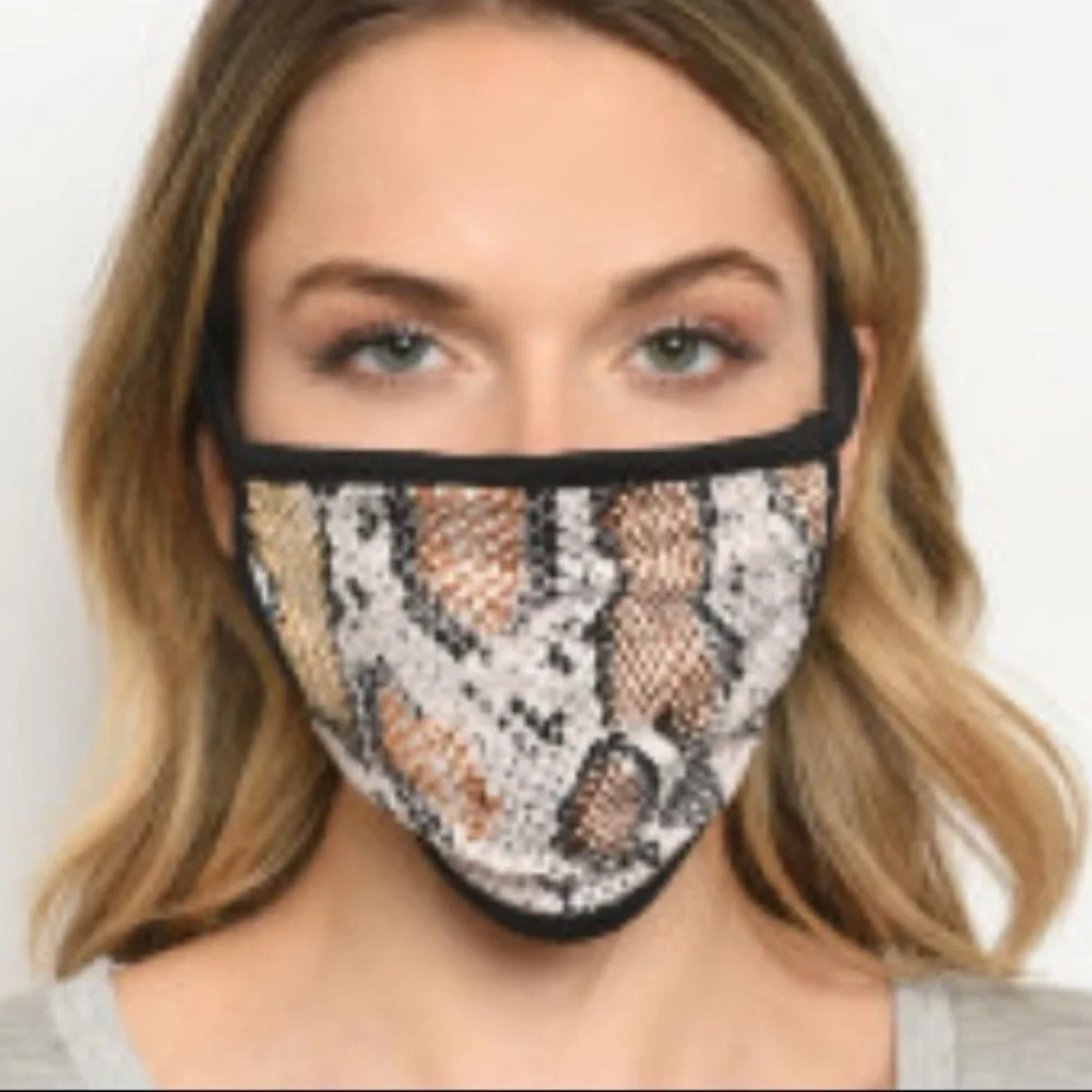 Soft 2 ply face mask, snakeskin design, new